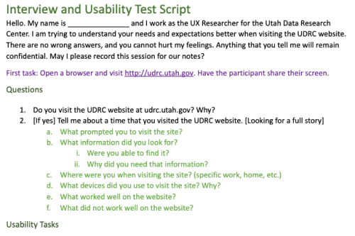 Usability test script