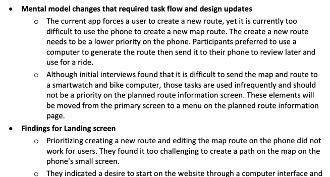 Usability findings